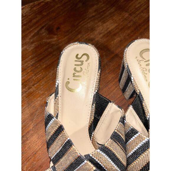 Circus by Sam Edelman  Stevie  Hippie Edgy Preppy Brown Stripe Mule Chunky Heels - Picture 3 of 9